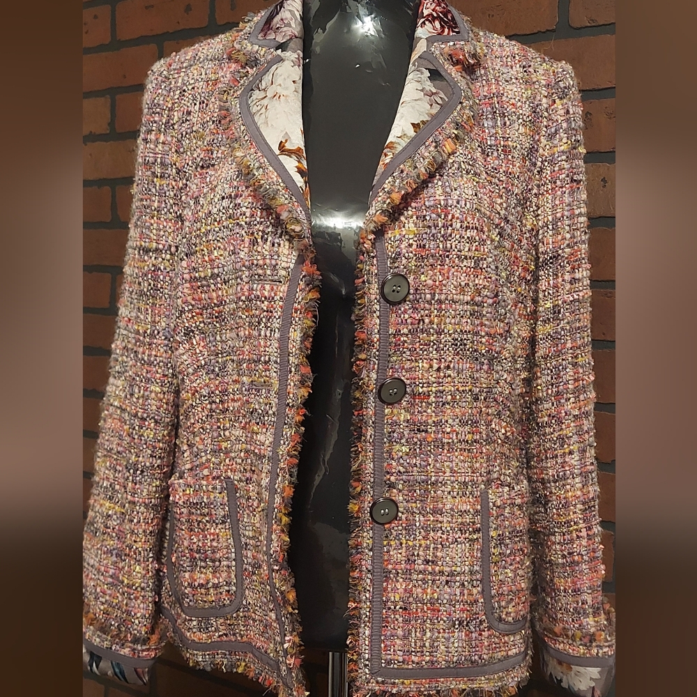 Basler Tweed Blazer Wool Blend Size 42 Tailored Classic Jacket